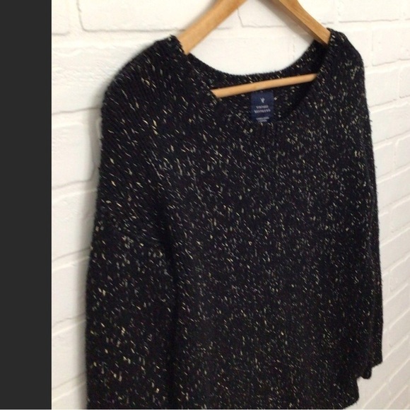 VINTAGE boyfriend American eagle outfitters black gold knit sweater small - Picture 4 of 13